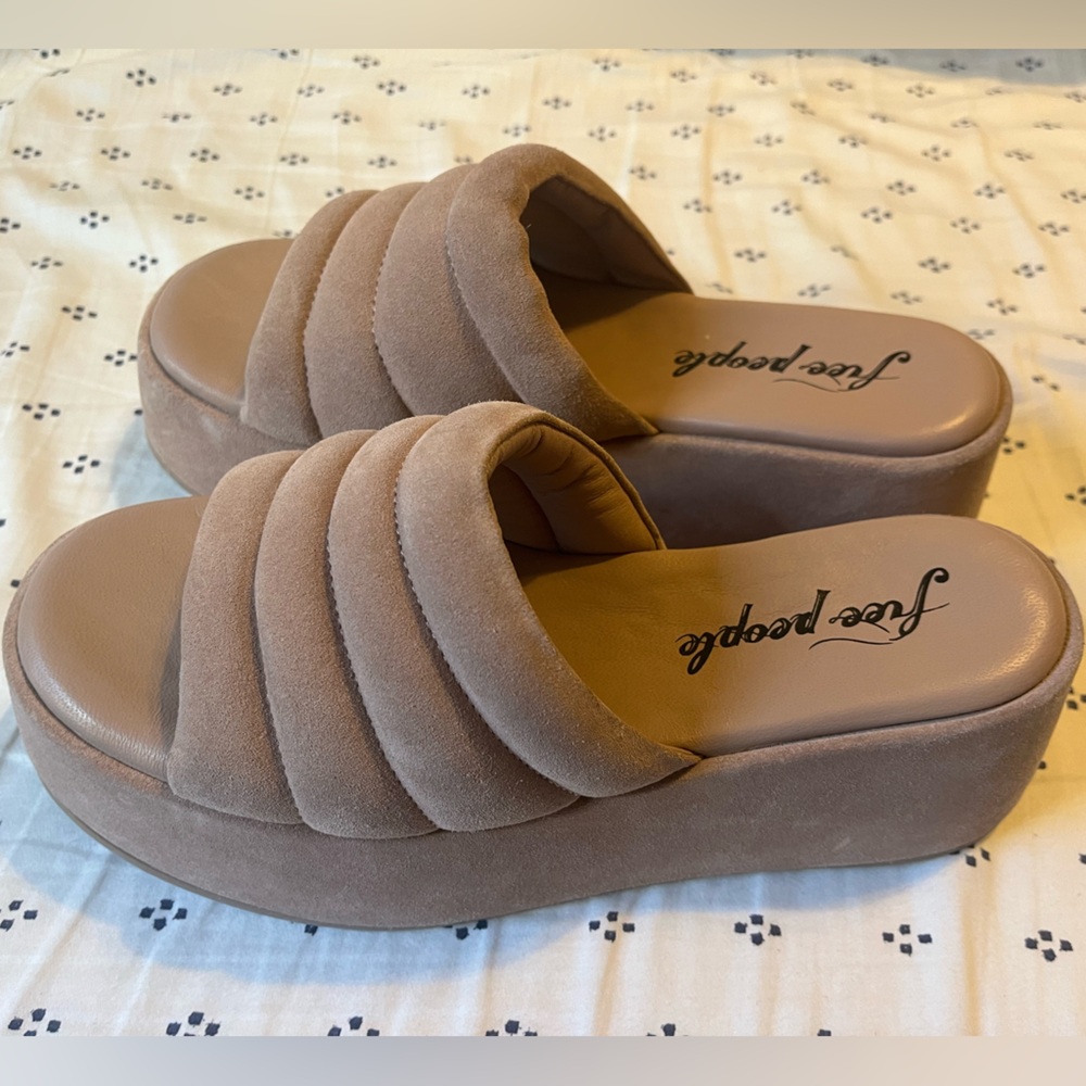 Free People Almost Paradise Platform Sandals in Tan/Beige - Size 38 / US 8-8.5 - Picture 6 of 7